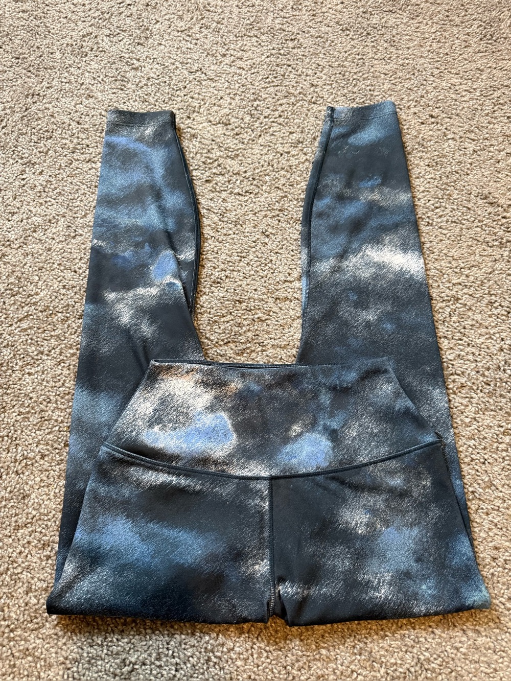 Nike One Dri Fit Women’s High-Waisted 7/8 Printed Blue Leggings Size Small EUC